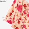 ZANZEA Women Casual Square Neck Summer 3/4 Sleeve Floral Blouse