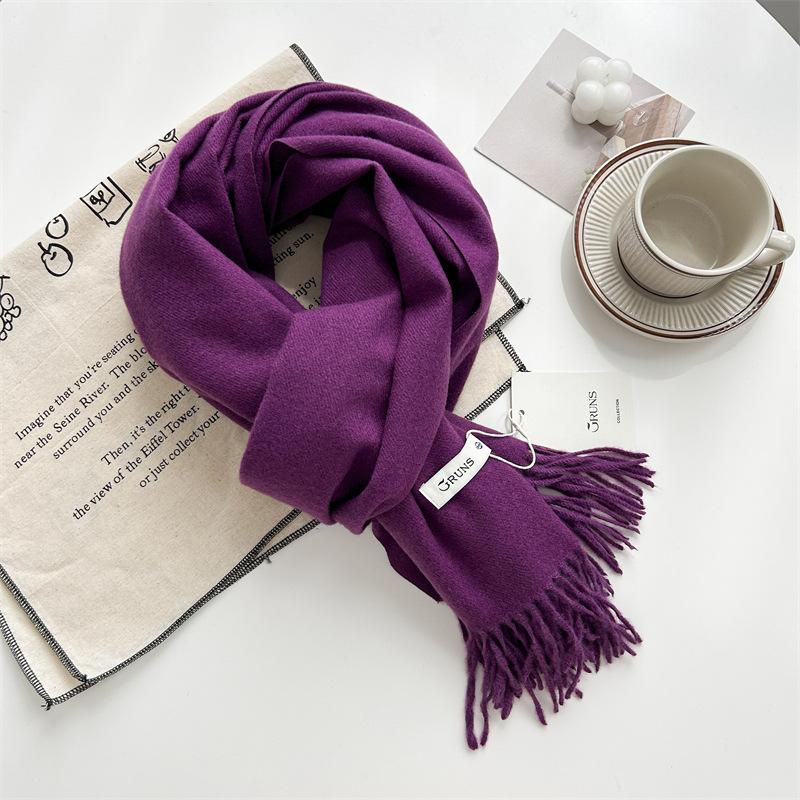 Kašmírový šátek na ruku, podzimní a zimní, jednobarevný, dámský, tlustý střapec, jednoduchý a všestranný, měkký a teplý, imitace kašmíru