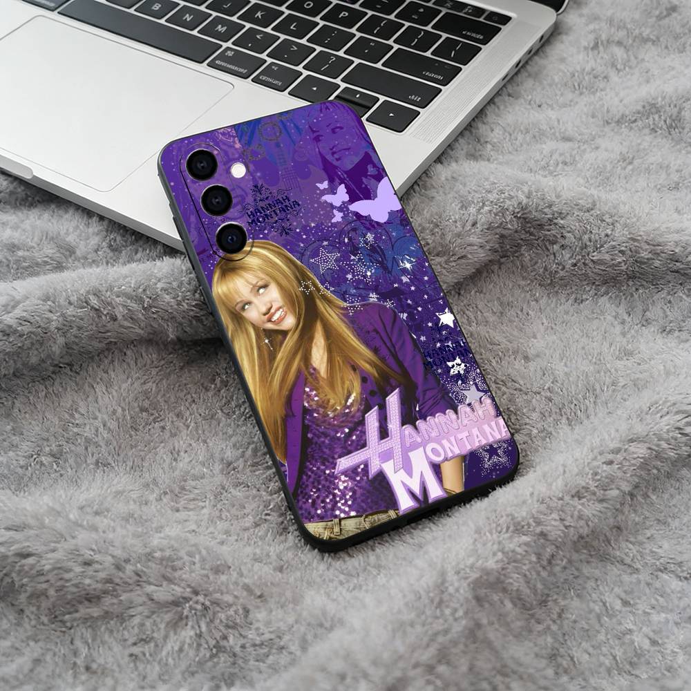 H-Hannah-M- Montana Carcasă moale din silicon pentru telefon Samsung Galaxy A73/A71/A72/A70/A53/A52/A51 - Negru