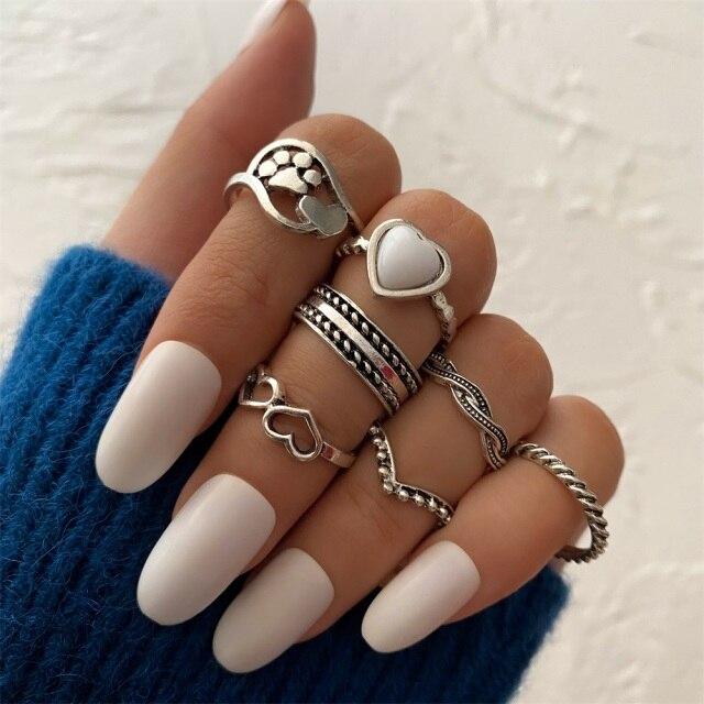 Zovoli Punk Cool Hiphop Women Chain Rings Multi Layer Adjustable Open Finger Rings Set Metal Alloy Man Rings Event Gathering Souvenir Present