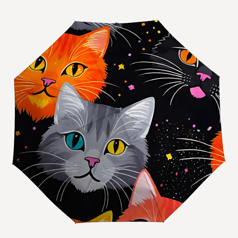 

1pc Colorful Cats Automatic Folding Umbrella - Portable Collapsible 8-Rib Umbrella for All Seasons yy251119189