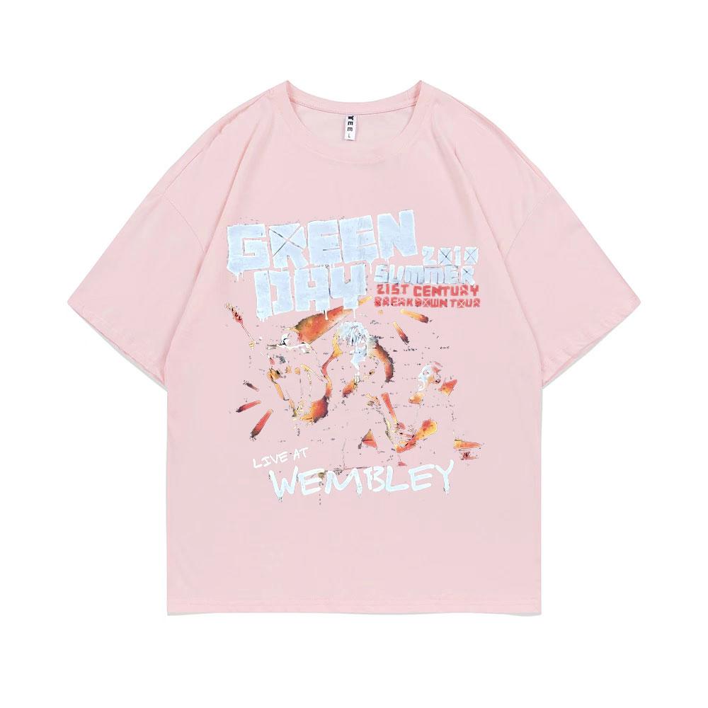 Rare Punk Band Green Day Live At Membley T-shirts Men Women Vintage Gothic Rock Tshirt Men's Cotton Casual Oversized T Shirts