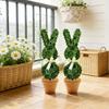 Artificial Bunny Topiary Stake for Garden Yard Lawn Easter Decor with Ribbon Bow Easter Decor for Indoor Outdoor Easter Decor