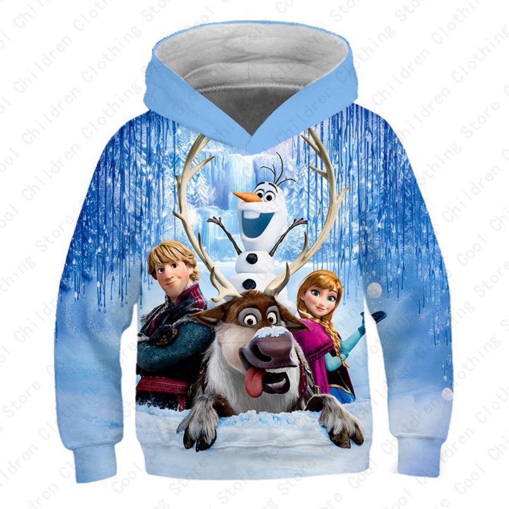 MINISO, Disney, Girl, Frozen, Sweatshirt, Anna, Elsa, Long Sleeve, Pullover, Autumn, Hoodie