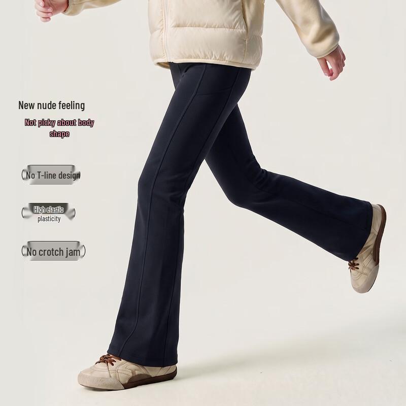 Girls' Fleece-Lined High-Elastic Flare Pants