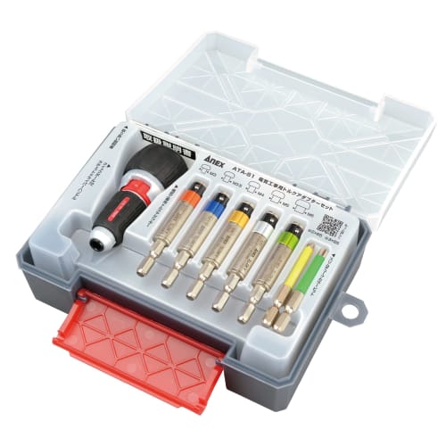 ANEX Torque Adapter for Electricians, Case Included, 5-Piece Set (M3/3.5/4/5/6) ATA-S1 [Over-torque Prevention and Torque Management] Screwdriver for