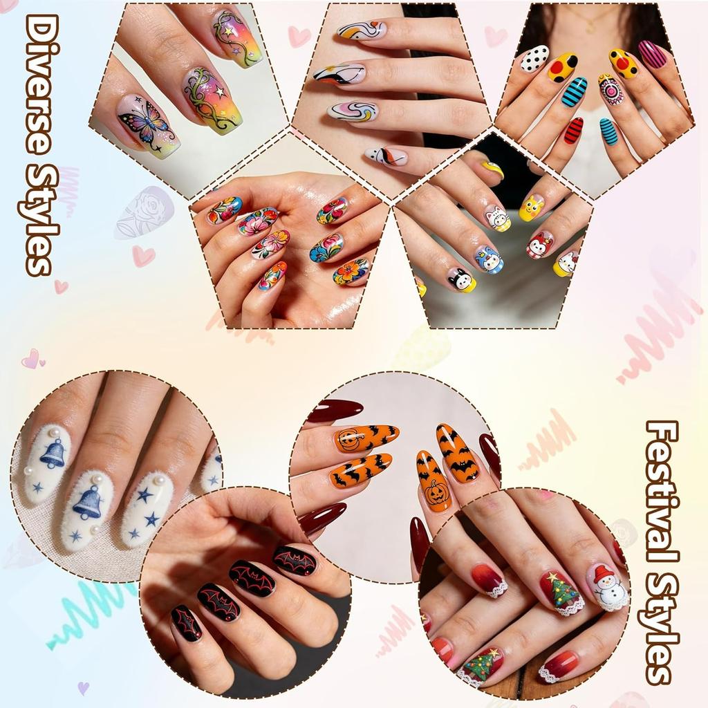 Nail Art Pens Set Nail Art Markers,Drawing Painting Liner Brush for DIY Nail Art Beauty Adorn Manicure Tools,Fine Tip Nail Art Pen,Quickly Dry Nail