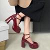 2024 Retro Chunky White Mary Jane Heels: Women's Small-Size Platform for Autumn/Winter