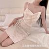New Sexy Silk Pajamas Women's Suspenders Ice Silk Small Chest Swing Neck Printed Pajamas Spring and Autumn Sweet Loungewear Set