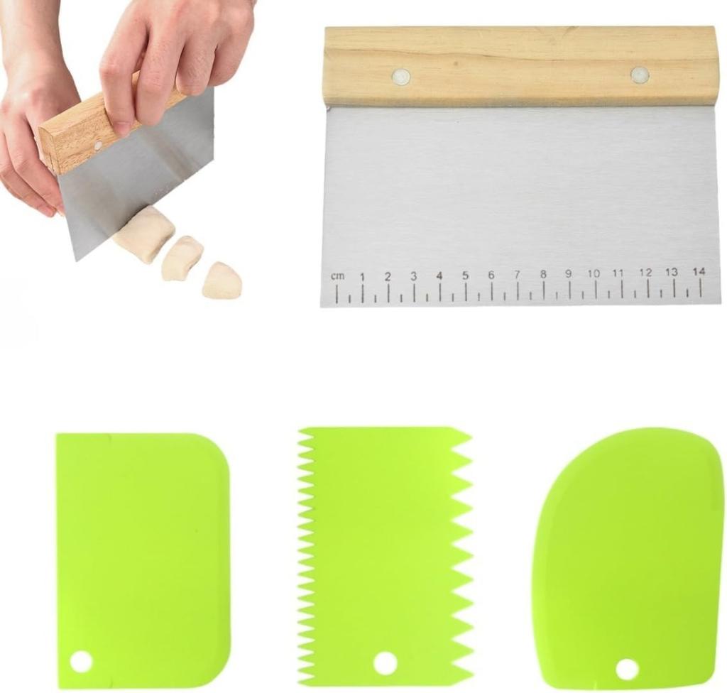 Multi-purpose Stainless Steel Scraper & Chopper, Dough Scraper, Pizza Dough Cutter , Kitchen Tools Measuring Scale Cake