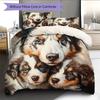 Australian Shepherd Dog Pattern Bedding Home Decoration Birthday Gift (1 * Duvet Cover + 2 * Pillowcase, Without Core)