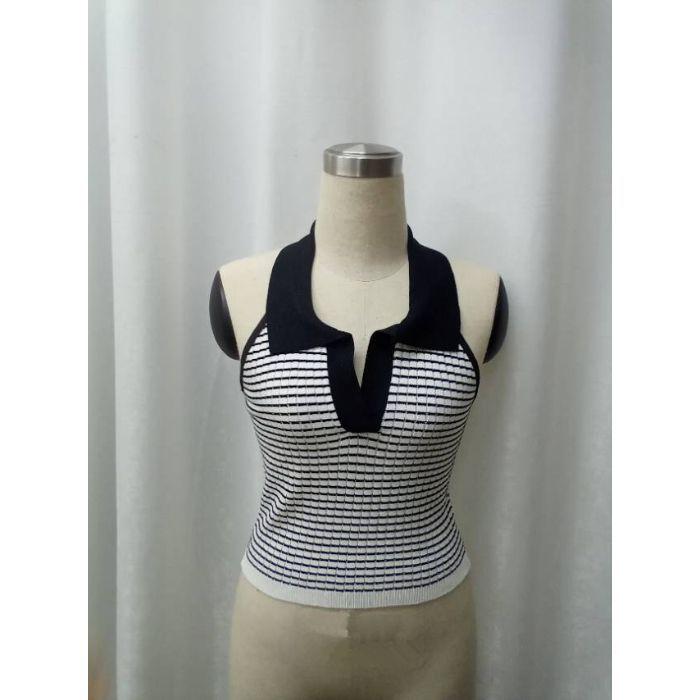 Women s Color Block Off-the-Shoulder Knit Polo Top One Size
