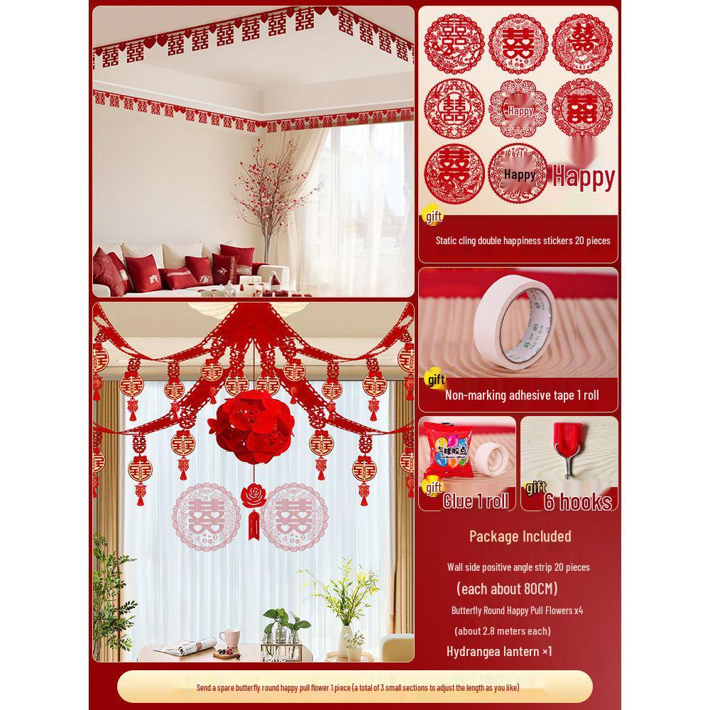Complete Wedding Decoration Set: Bride's Room, Groom's New Home & Living Room Ceiling