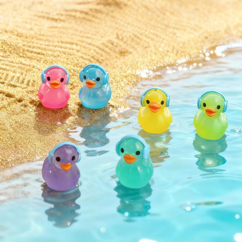 Canard Non Toxique Luminescent dans le Noir Avec Casque 10/20 Pièces Résine Lumineuse Décor Thème Musique Pour Jardin de Fées