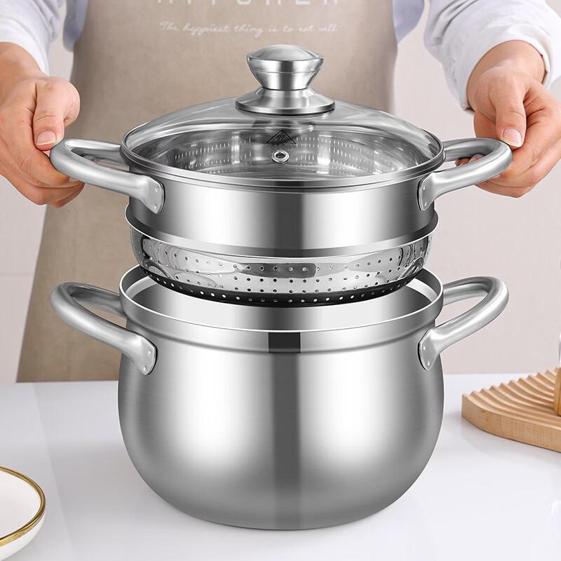 Handun 316 Stainless Steel Non-Stick Soup Pot with Steamer