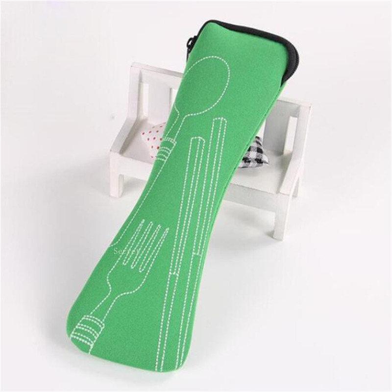1PC Tableware Bag Washable with Zipper Travel Cutlery Kit Case Portable Pouch For Dinner Household Tool Travel Camping  Spoon