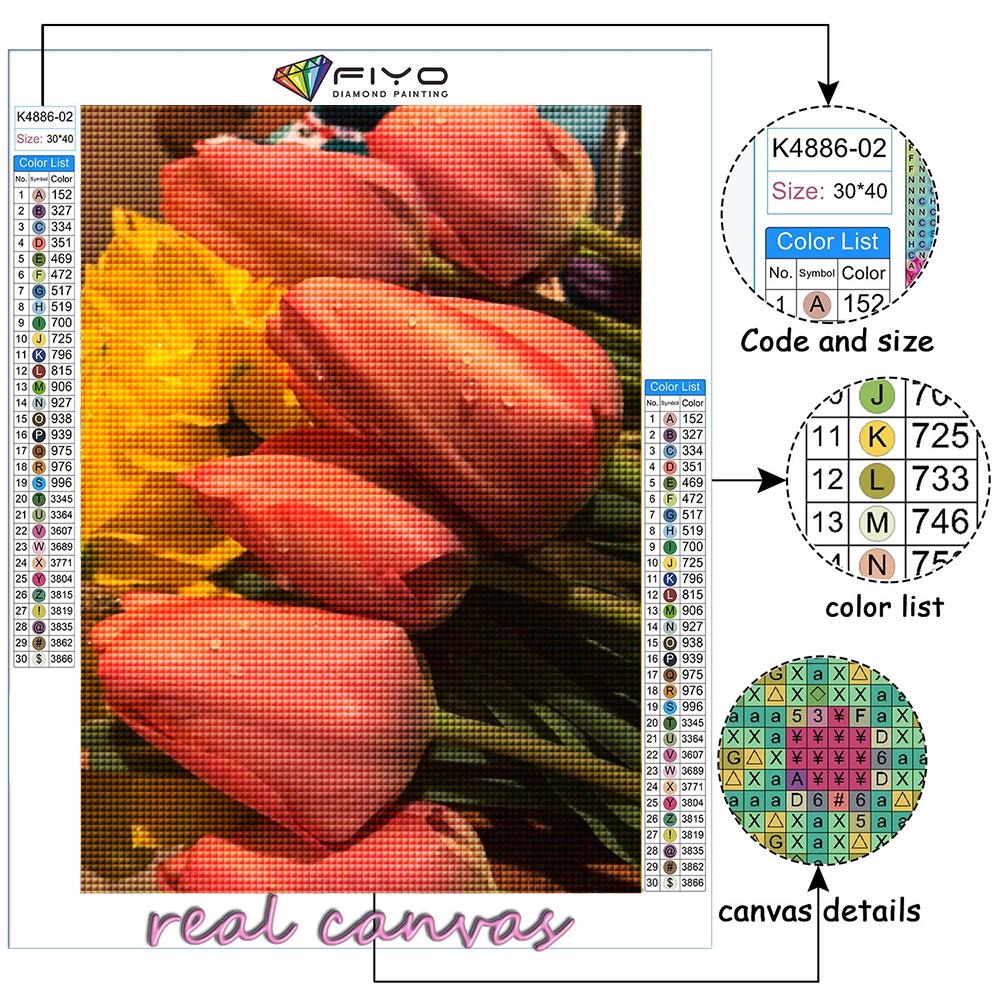 5D DIY Diamantmaleri Korssting Blomster Tulipaner Diamantbroderi Mosaikk Veggkunst Hjemdekorasjon