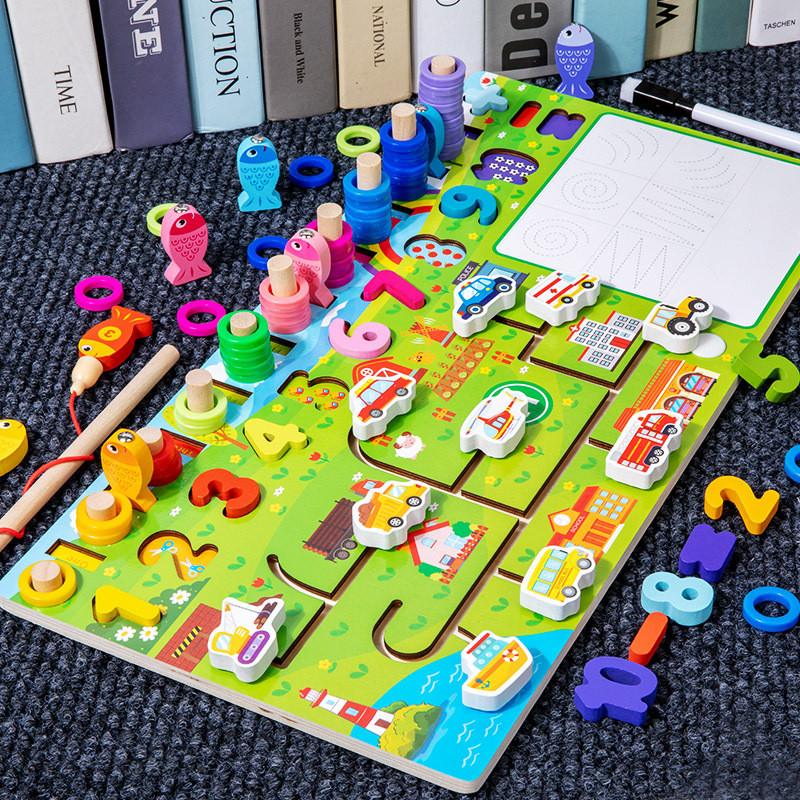 Childrens Wooden Educational Toy With Number And Letter Puzzle For Early Learning Development