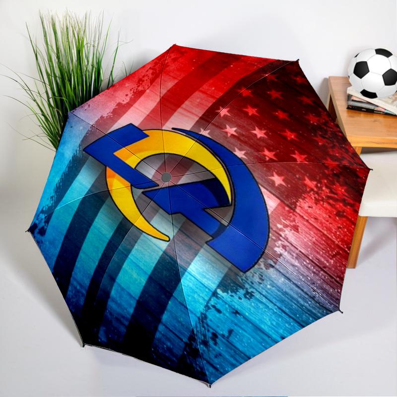 Rams Team Spirit Printed Automatic Umbrella, 8-Frame for Travel, camping, Casual Umbrella, Essential Gift for for family and friends