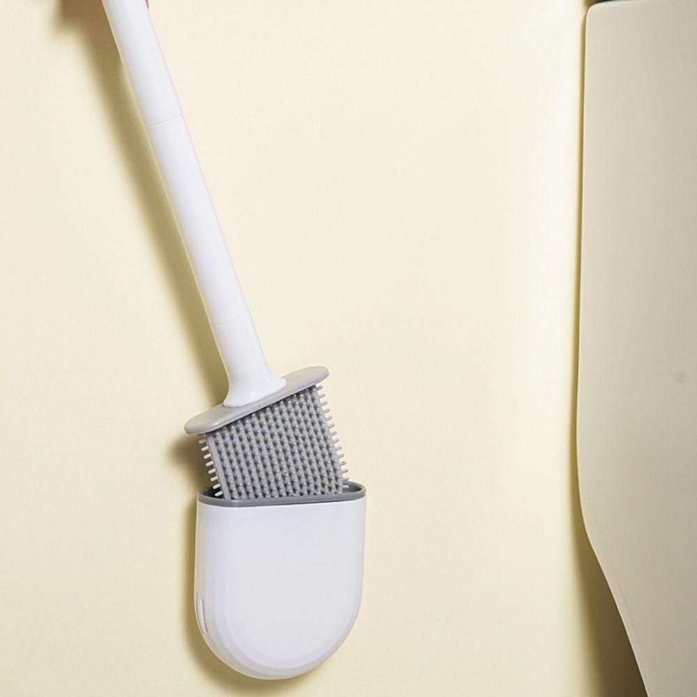 Flexible Head Silicone Cleaning Brush Wall Mounted Bathroom Brush Bathroom Artifact  WC Cleaning