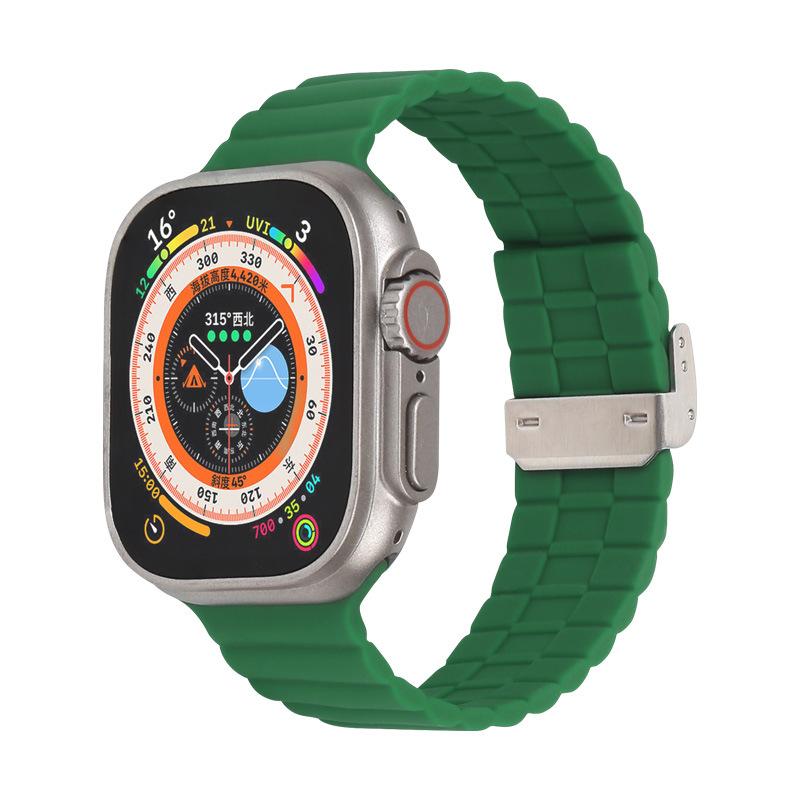 Luxury Loop Wave Buckle Bamboo Joint Silicone for Samsung Watch Strap 22mm Push Button Watch Band for Apple Watch