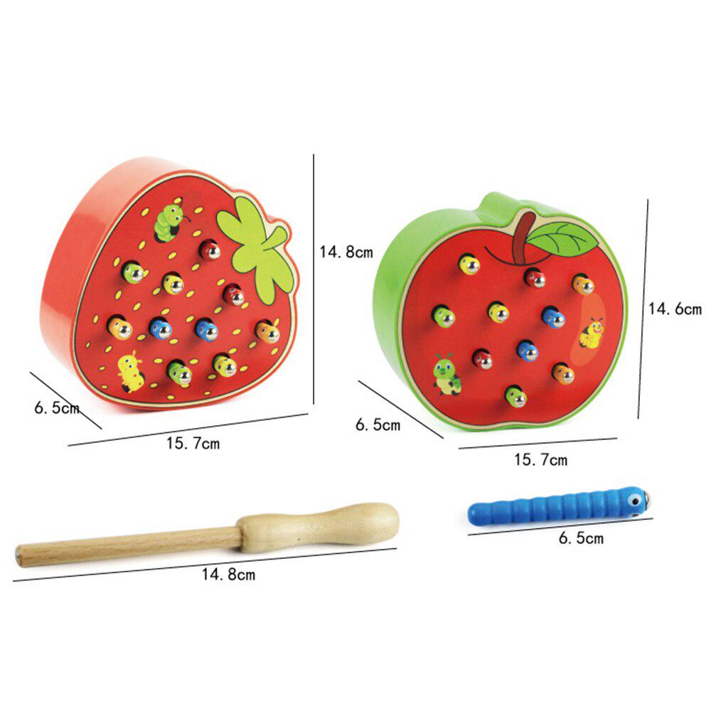 Children Catch Worms Game Magnetic Designer Kids Learning Wooden Blocks Wooden Toys For Children Early Educational Toy Boys Toys