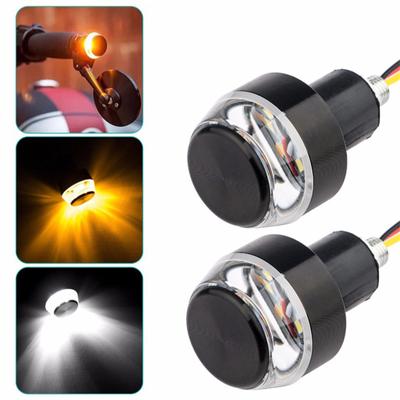 2pcs 12v Cnc Turn Signal Motorcycle Led Handle Bar End Blinker Flashing Lamp For 22mm Handlebar