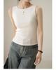 Summer new threaded versatile vest slim-fitting sleeveless tight top slimming one-word collar top trendy