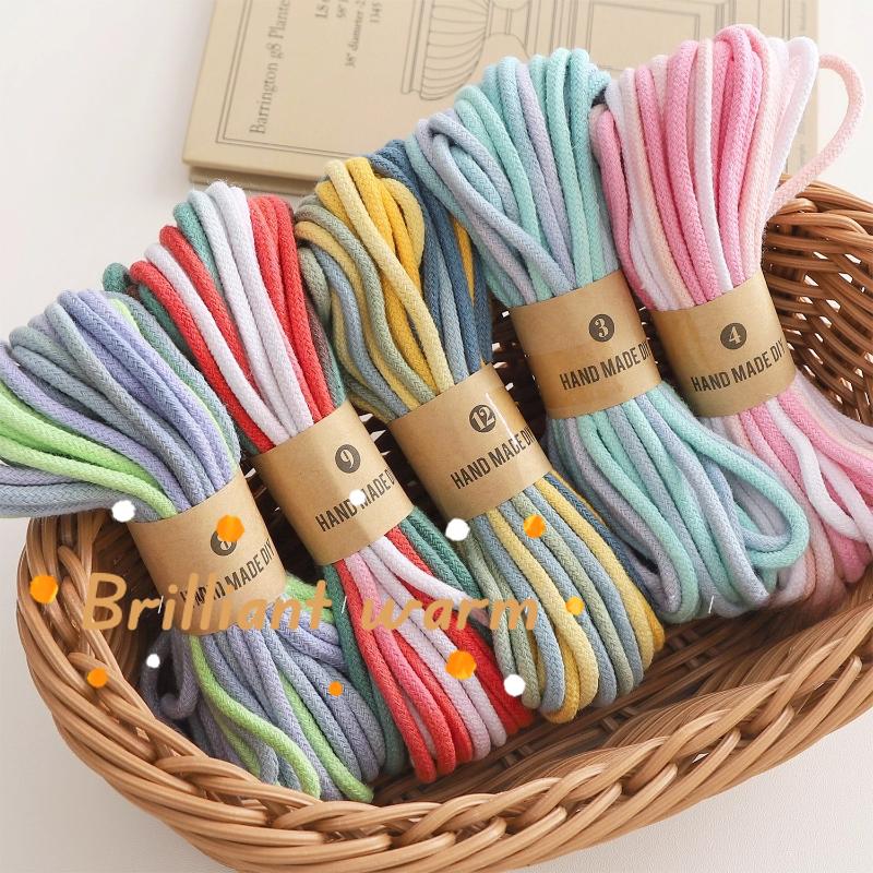 4mm 10m Color Gradient Cotton Thread Home Textile Decorative Rope Clothing Grain Rope Handmade Weaving Rope Craft Accessories