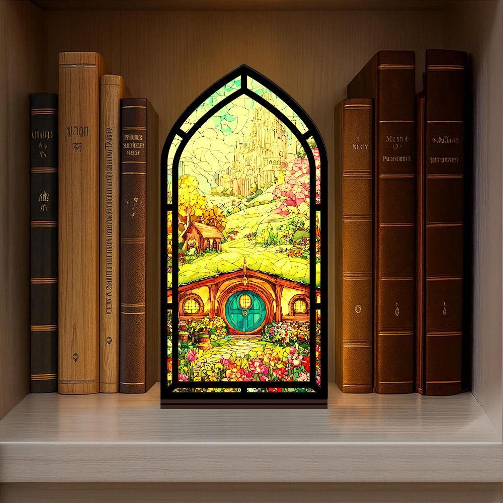 Acrylic Book Nook Gothic Arch Design Light-transmitting Table Setting  Bedroom Decor