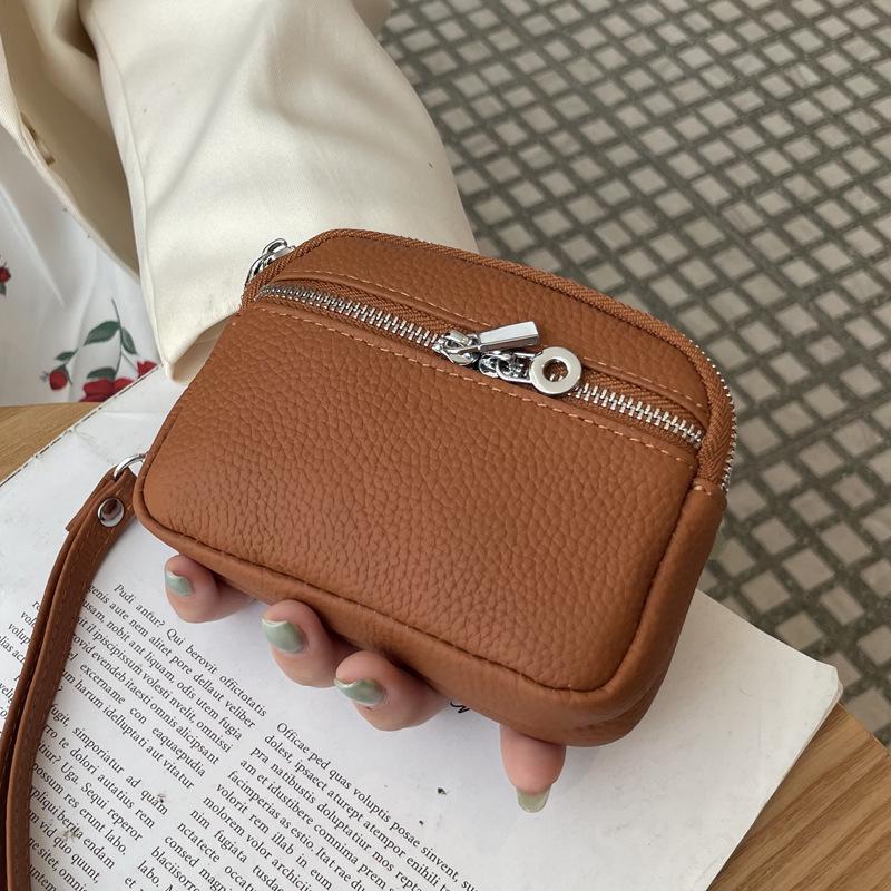 Women's Minimalist Genuine Leather Coin & Key Purse - Double Zipper Design for Lipstick & Coin Storage (2025 Edition)