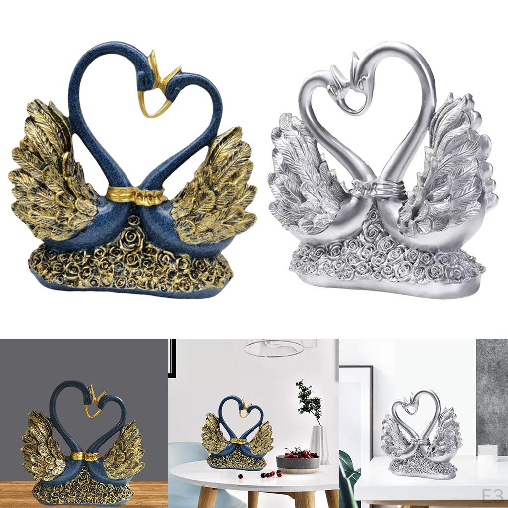 Couple of Swan Statue Figurines Resin Ornament Table Centerpiece