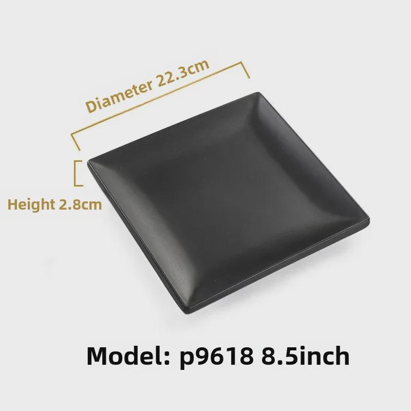 Melamine Black Tableware: Imitation Porcelain Plate for Cold Dishes, BBQ, Hot Pot, and Commercial Use.