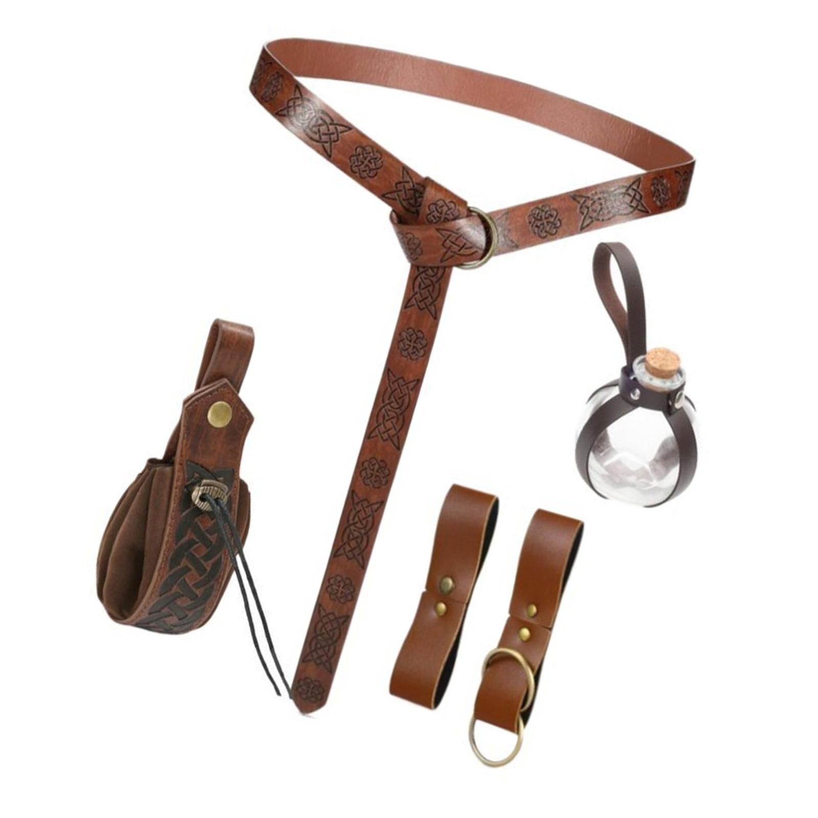 

Средневековый пояс Винтажный косплей пояс алхимика для мужчин Косплей реквизит Пояс для фотосессий и сцены коричневый