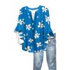 Summer Women's Tops V-Neck Seven Sleeve Shirt Spring Summer Floral Printed Tops Casual Shirt
