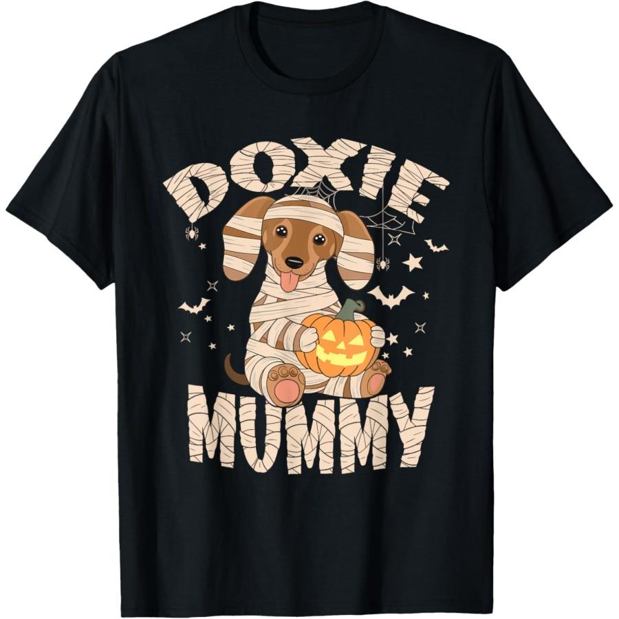 Dachshund Dog Lover Lazy Halloween Costume Doxie Mummy T-Shirt for Men Women Kids S
