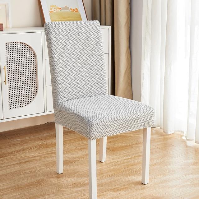 Coprisedia Jacquard Elastico Tinta Unita a Forma di T Coprisedile per Sedia da Sala da Pranzo Fodera Antiscivolo Per Cucina Ufficio Matrimonio Banchetto Casa