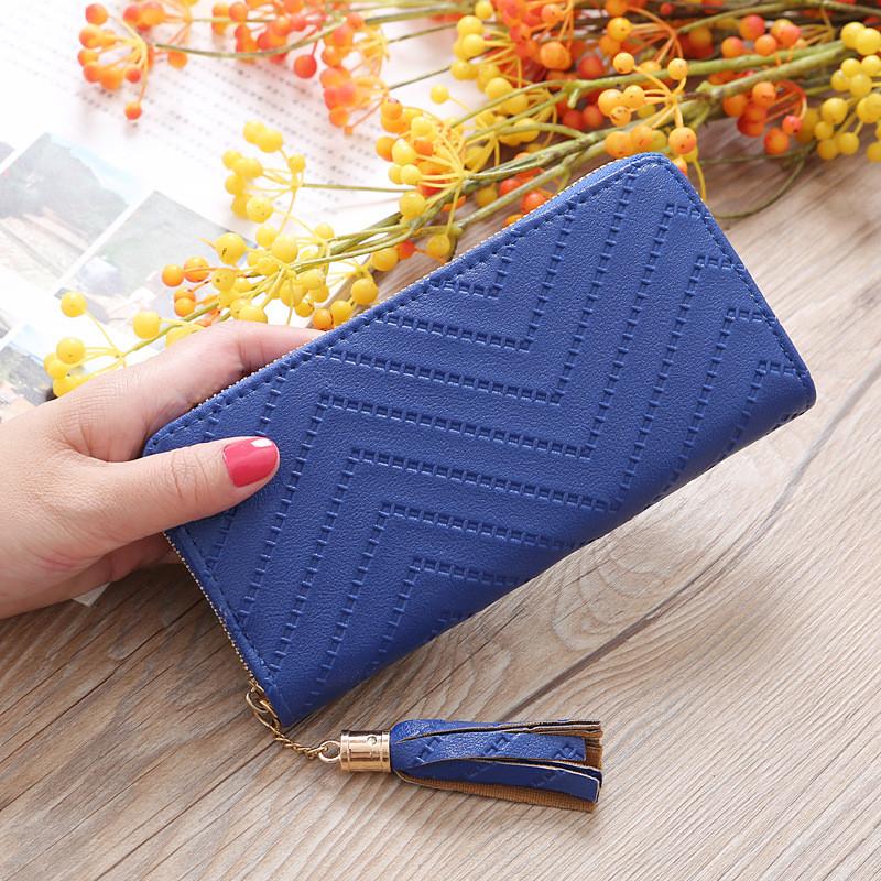 Stylish Long Zipper Wallet For Women With Trendy Tassel Design In Elegant Colors