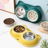 Double Bowls Pet Feeder, Slow Feeder Bowl And Stainless Steel Bowl, Spill-Proof Anti-Slip Water And Food Bowl Set for Indoor Cats Dogs