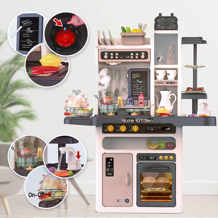 Kinderplay Cuisine Pour Enfants Avec Lumière, Sons, Eau Et Vapeur, Cuiseur À Oeufs, 65 Accessoires (KP3297)