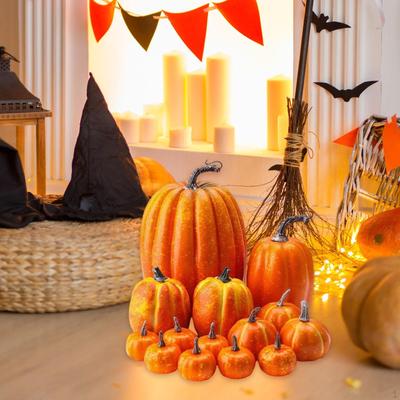 14 Pieces Artificial Pumpkins Foam Pumpkin Decorations Assorted Sizes Autumn Holiday Seasonal Party