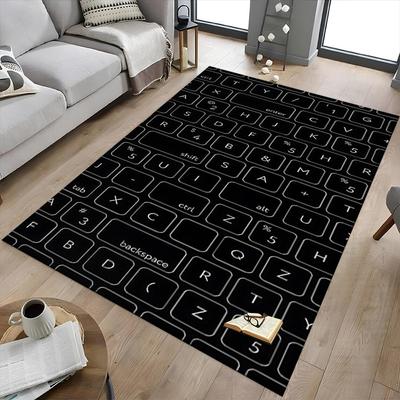 1PC Keyboard Keys Extra Large Non Slip Floor Carpet, Office, Family, Bedroom Large Area Rug Indoor Rugs, Vibrant Colors