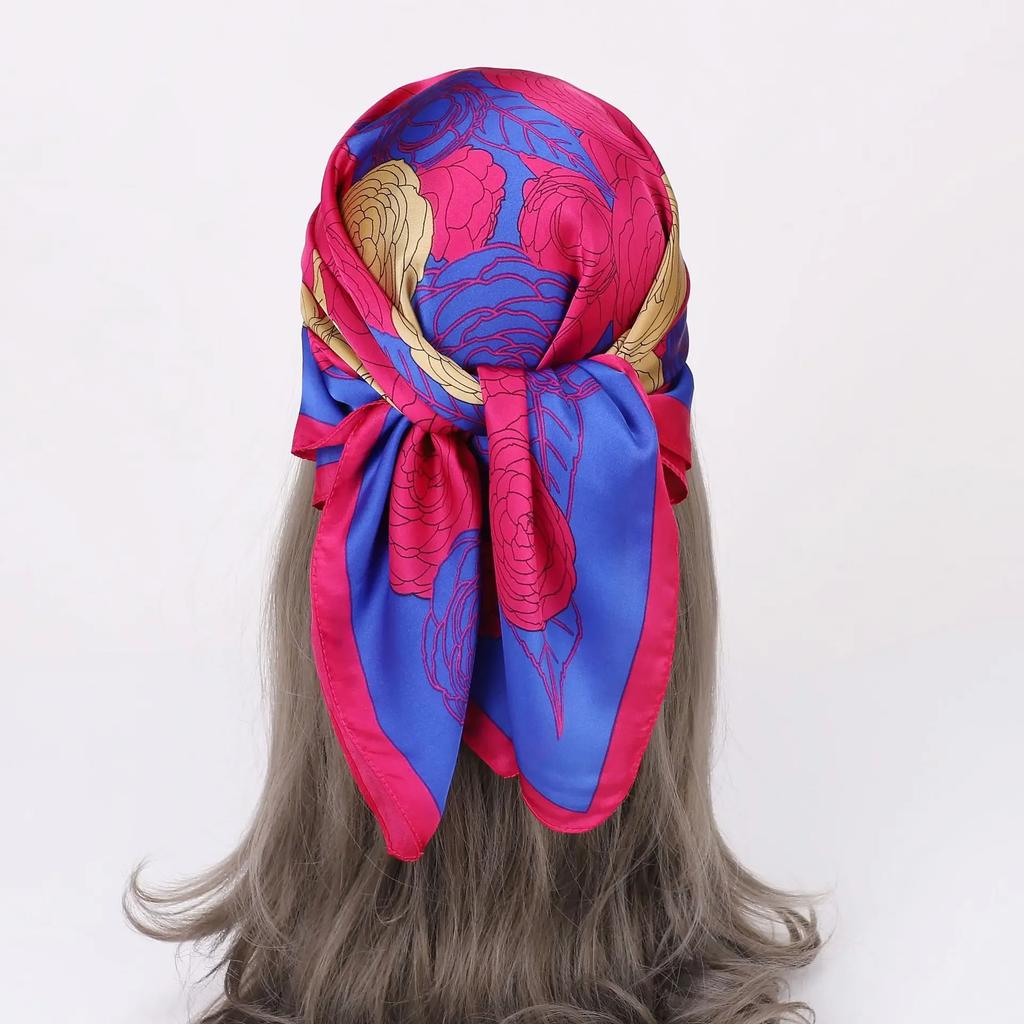 70*70cm Spring and New Small Square Scarf Outdoor Luxury Hairband Small Headscarf Soft Silky Kerchief Hijab Lady
