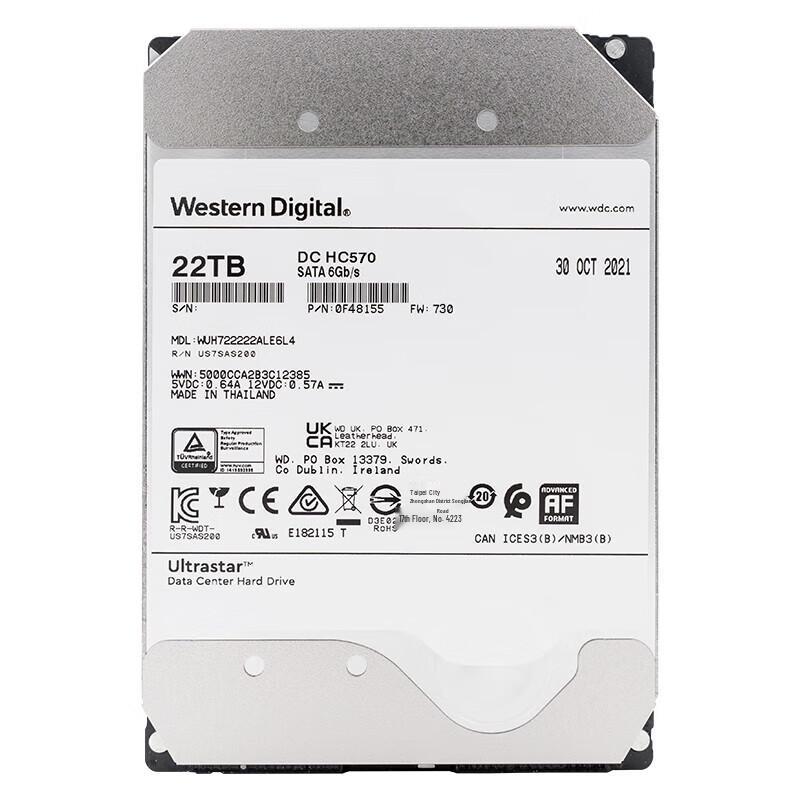 Western Digital WD HC560 22TB Enterprise SATA 7200 RPM Hard Drive