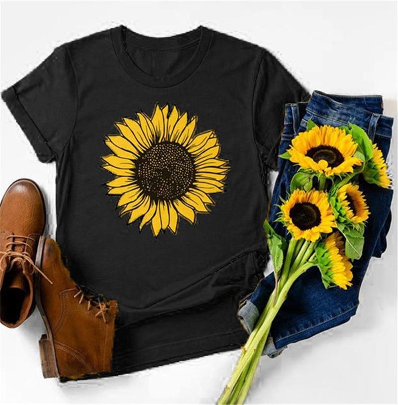 Camiseta Mujeres Girasol Estampado Gráfico Tee Kawaii Ropa Femenina  Primavera Estética Streetwear Chicas Lindos Tops Camisa Floral Adolescentes  comprar a buen precio — entrega gratuita, reseñas reales con fotos — Joom
