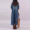 Denim Cotton Jacket Women Large Size Loose Solid Color Trench Coat Long Coat