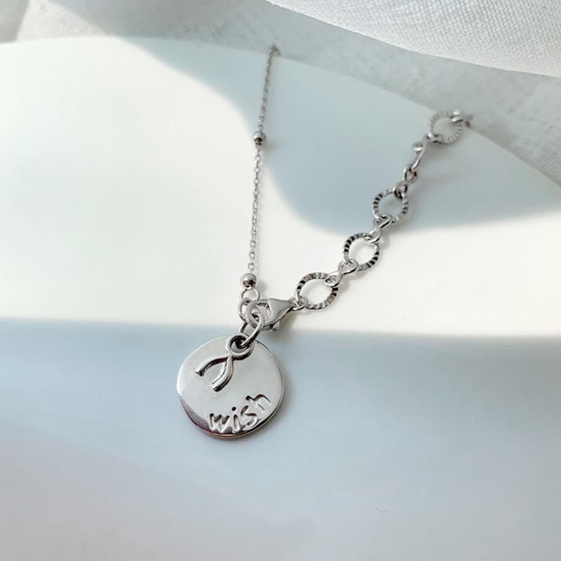 ANENJERY Asymmetrische Kette mit Münzanhänger für Damen, minimalistische Schlüsselbeinkette, Choker, Partyschmuck