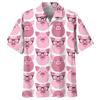Chemise Hawaïenne Motif Cochon de Dessin Animé pour Hommes Imprimé Animal 3D Manches Courtes Été Revers Street Boutons Chemisiers