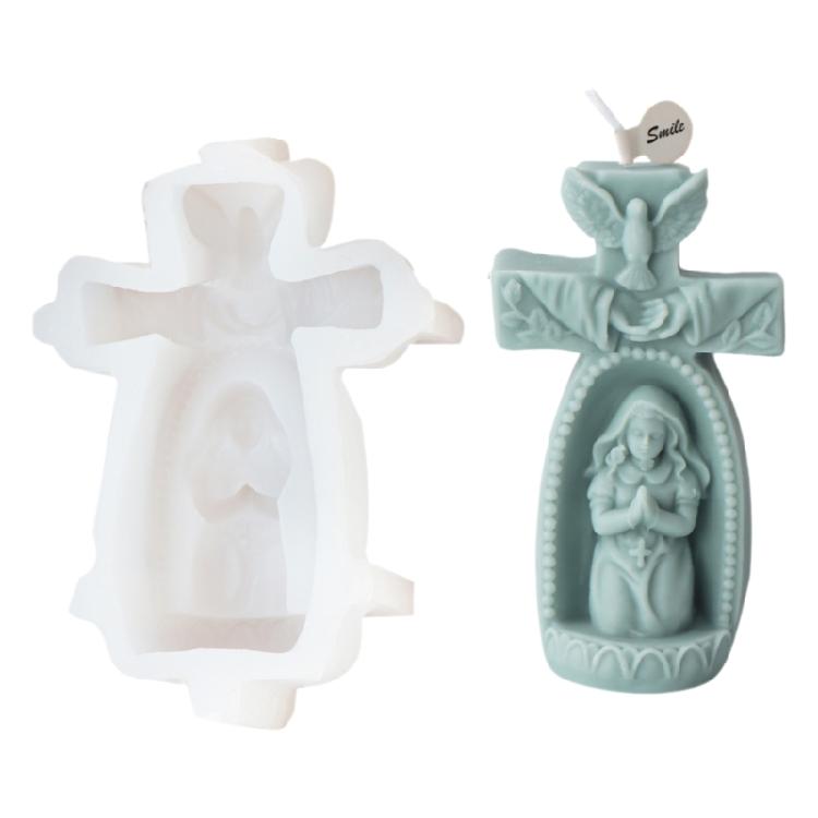 

Flexible Silicone Mold Church Prayer Boy/Girl Candle Molds Fondant Cake Mould