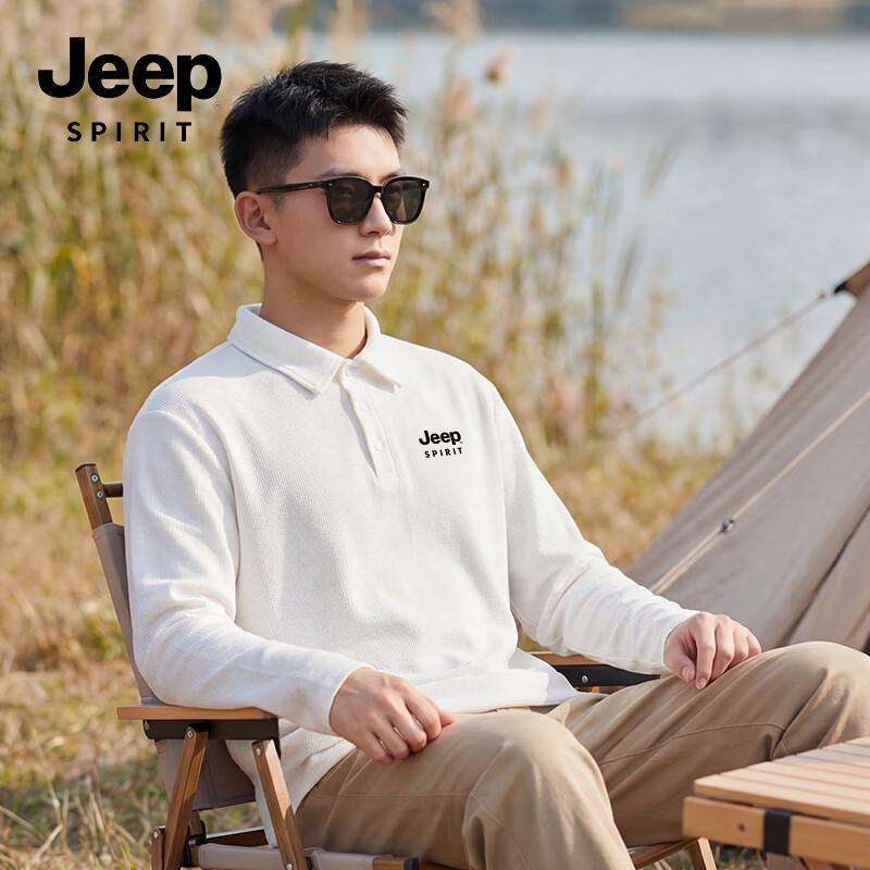 JEEP SPIRIT Men s Loose Fit Long Sleeve Polo Shirt M